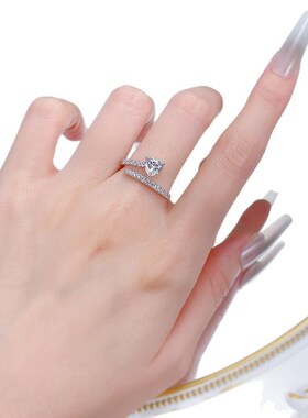 慕景珠宝 2025新款ins风戒指 S925银6*6mm爱心形简Y约戒指外贸品