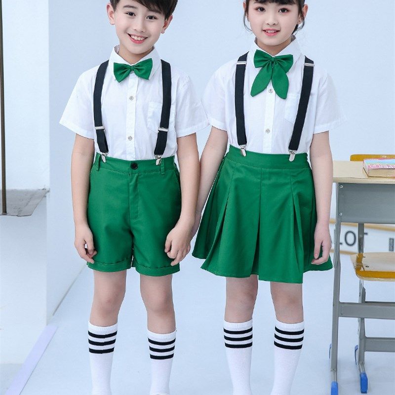 儿童六一节演出服合唱服背带裤大合唱团中小N学生诗歌朗诵表演服