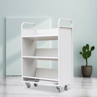 图书馆静音书车档案室专用二层三层平板V/W型移动推车三/四步书梯