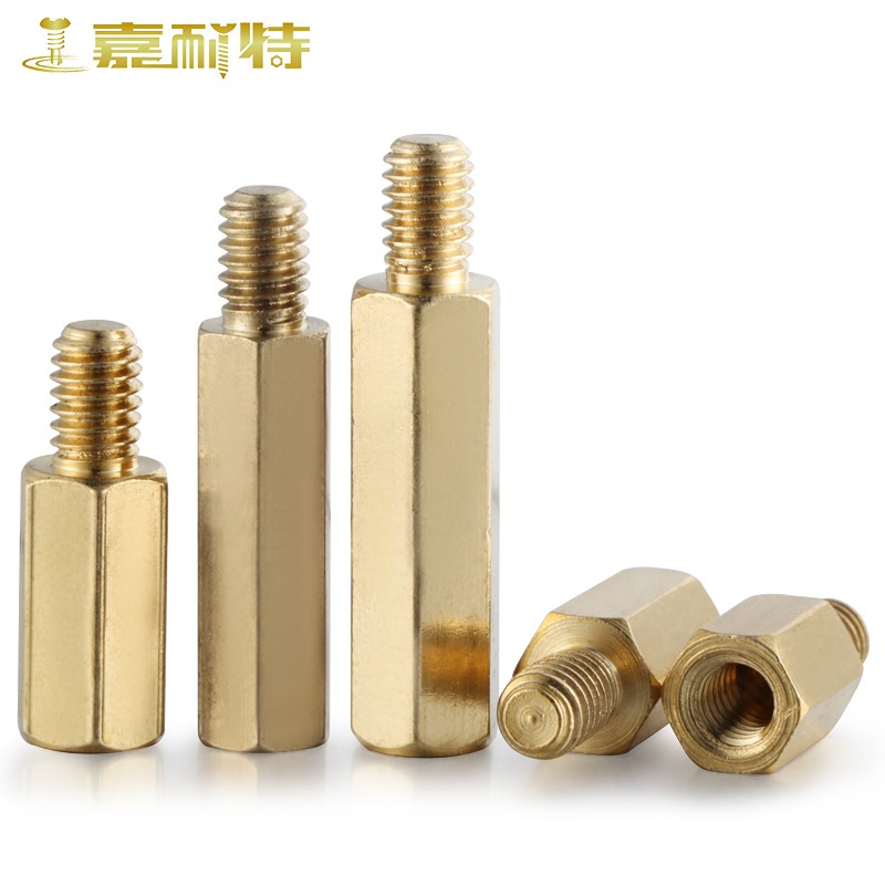 M3铜柱单头隔离铜柱机箱铜柱铜螺柱螺母柱支撑柱铜外牙5mm连接柱