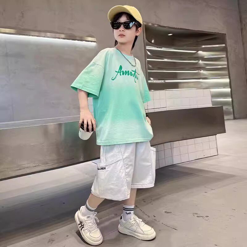 奥莱男童短袖套装2026夏装新款时尚中大童装男孩痞帅气时髦衣服潮