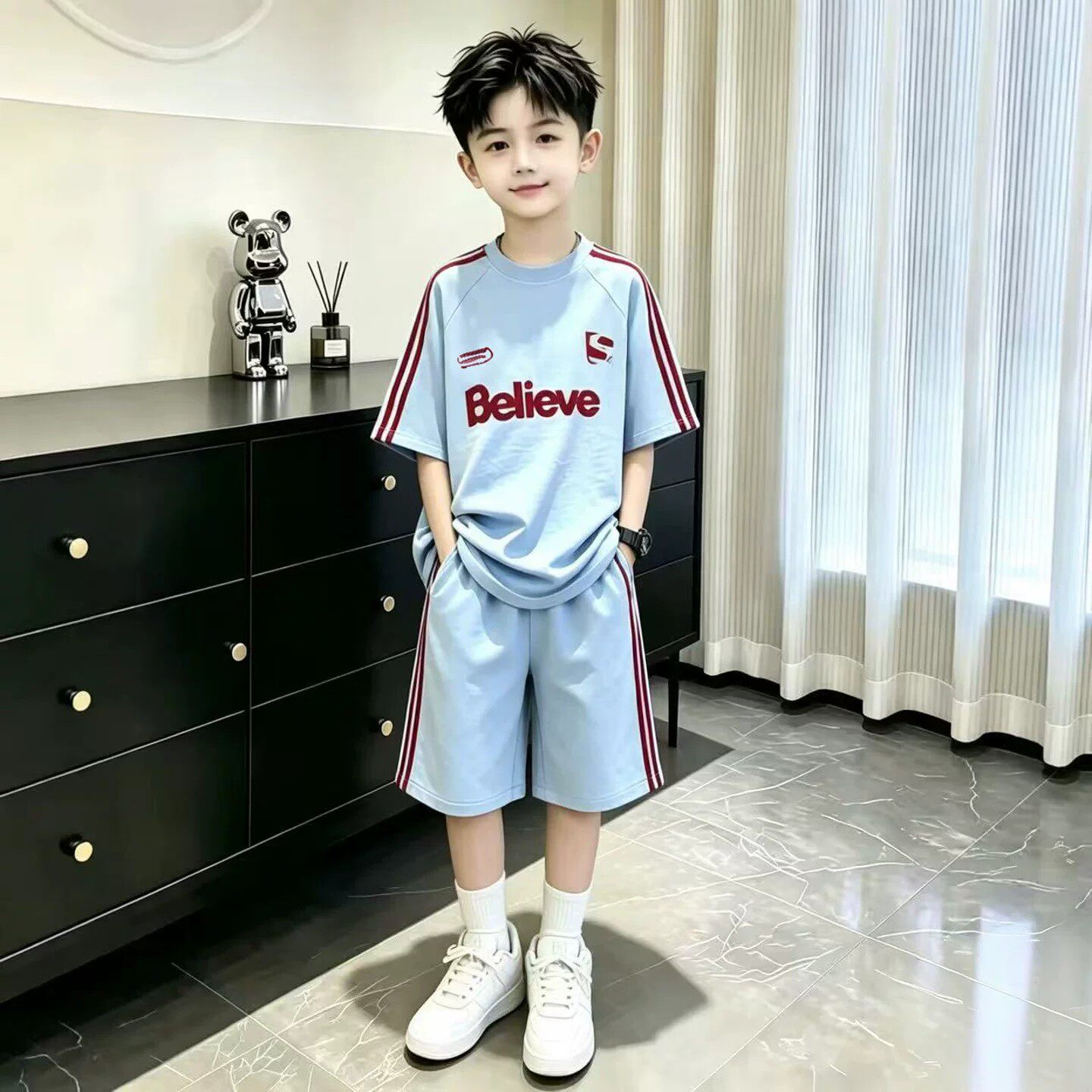 男童夏季薄款帅气运动服两件套