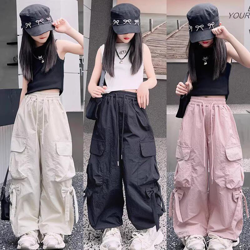 奥莱女童夏季套装2026新款儿童工装阔腿裤女孩潮酷洋气穿搭两件套