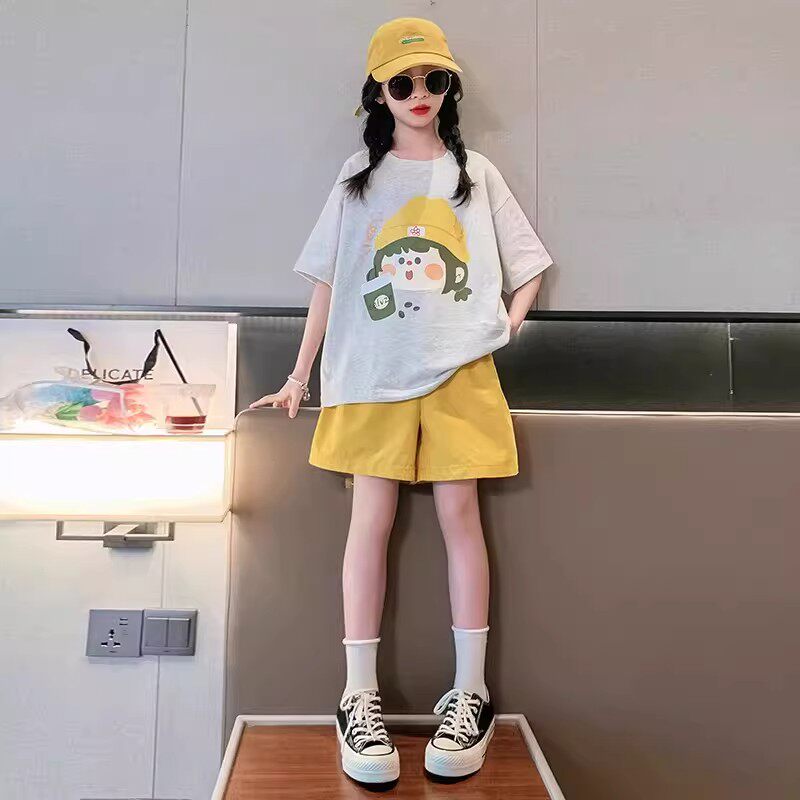 女童夏季短袖短裤两件套2026新款
