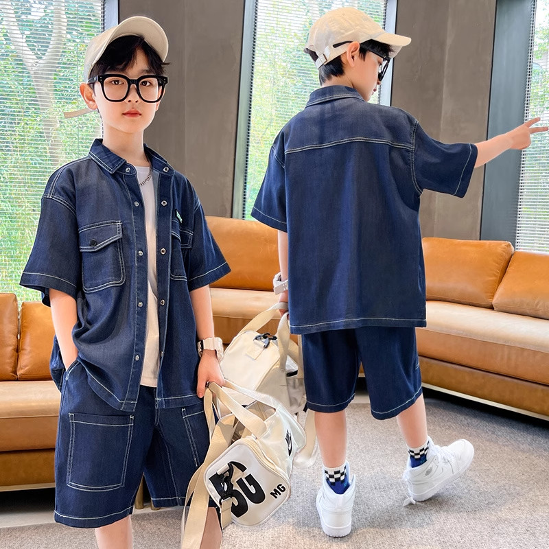 男童夏季天丝牛仔痞帅两件套