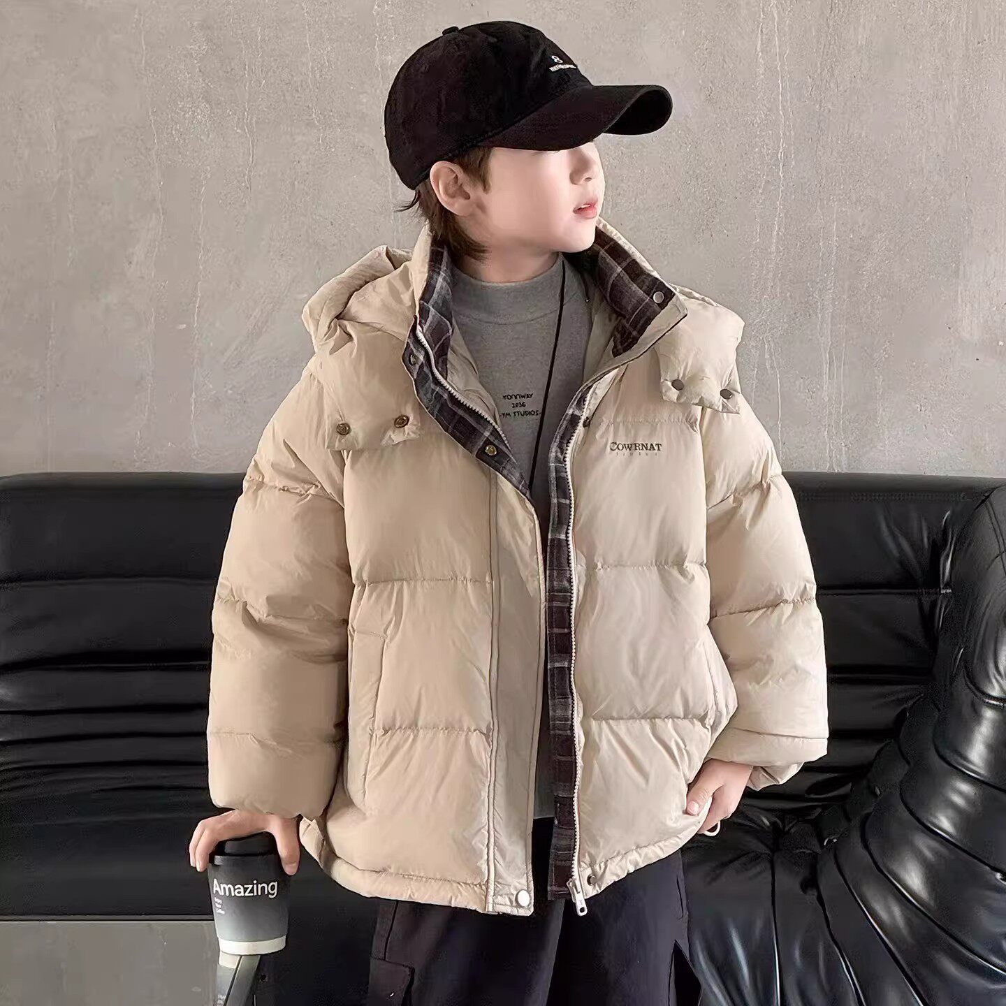 奥莱男童白鸭绒羽绒服中大童2026冬季新款儿童加厚保暖三防外套潮