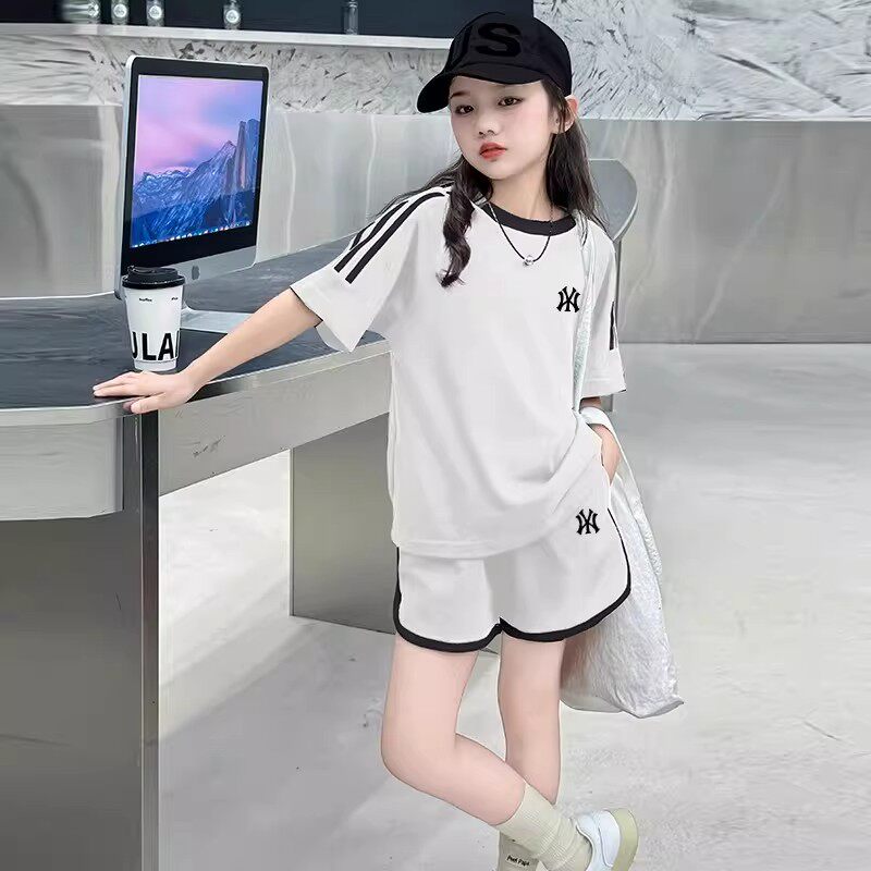 奥莱女童夏季套装2026新款大童洋气时髦儿童女孩休闲运动夏短袖