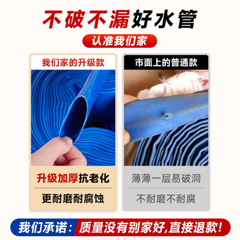 水管软管pvc涂塑水带农用浇地园林灌溉2寸3寸高压防爆耐磨软塑管