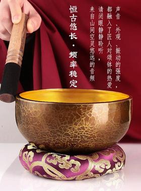紫金铜钵音疗颂钵手工钵瑜珈冥想佛音碗铜磬钵盂摆件铜碗静心送礼
