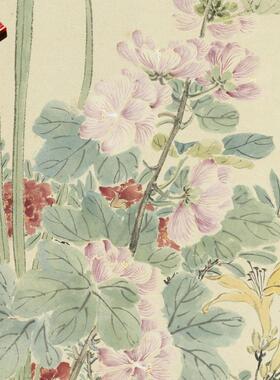 清陈舒天中佳卉图花卉写意国画复制品清艺术微喷绢本临摹画稿