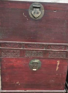 老旧木箱收纳箱婚嫁箱老物件怀旧箱柜旧家具中式复古收藏摆件道具