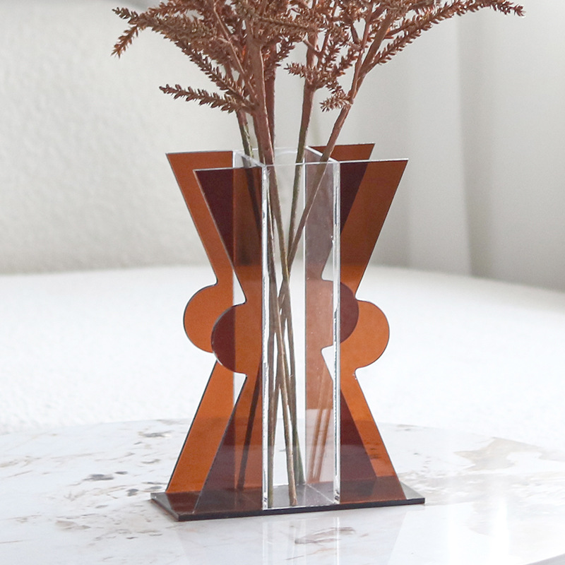 北欧几何层叠艺术干花花瓶摆件餐桌客厅创意简约家居软装饰品花器