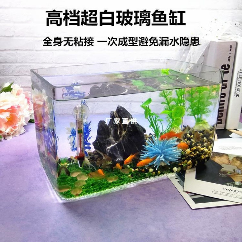 桌面长方形玻璃鱼缸一次成型无缝小型热弯超白鱼缸乌龟草缸水族箱
