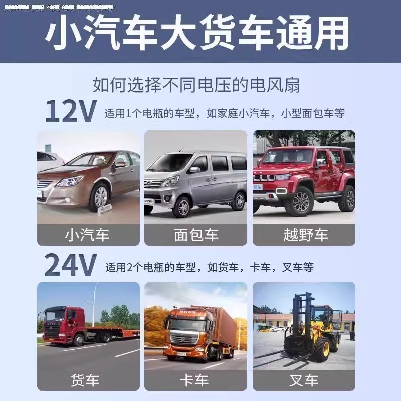 车载风扇24v大货车强力制冷12v汽车超静音电风扇大风力Z散热小货