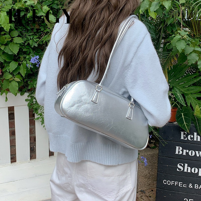IELGY韩版休闲春季新款芭蕾风手提女包潮百搭银色单肩腋下包包