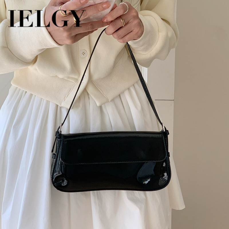 IELGY韩版复古红漆皮包