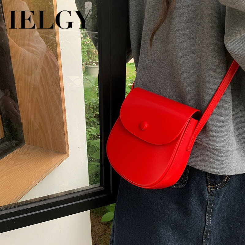 IELGY五色糖果包新年红小包包韩系单肩百搭斜挎手机包复古马鞍包