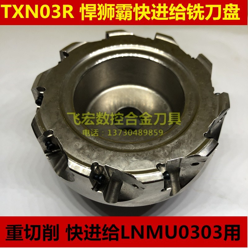 悍狮霸TXN03R快进给铣刀盘配LNMU0303双面铣刀片高效暴力开粗刀盘