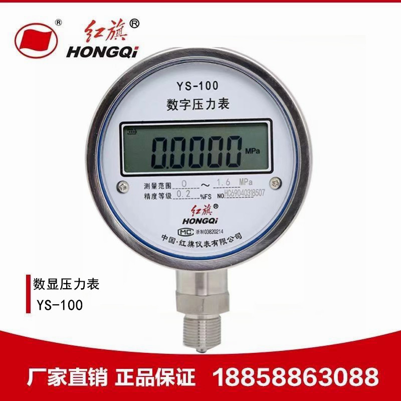 厂家直销 红旗仪表 YS-100高精度数显精密气压表不锈钢数字压力表