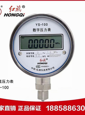 厂家直销 红旗仪表 YS-100高精度数显精密气压表不锈钢数字压力表
