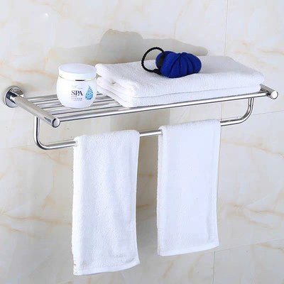 304不锈钢卫生间置物架免打孔家居浴室用品毛巾架厕所收纳壁挂式