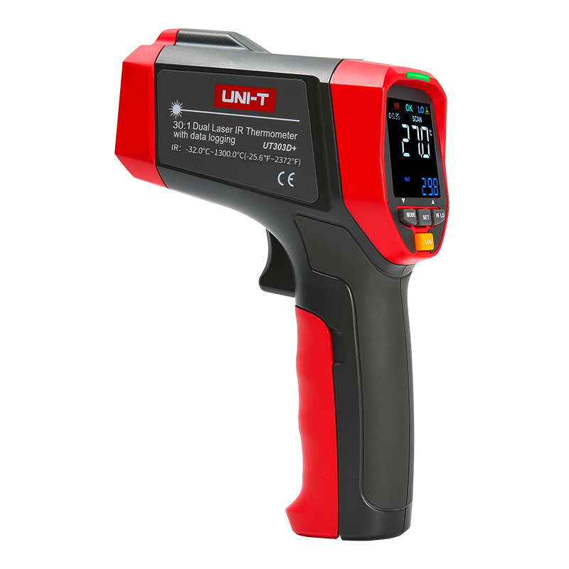 优利德UT301D+双激光红外测温仪高精度工业水油温测温枪温度计