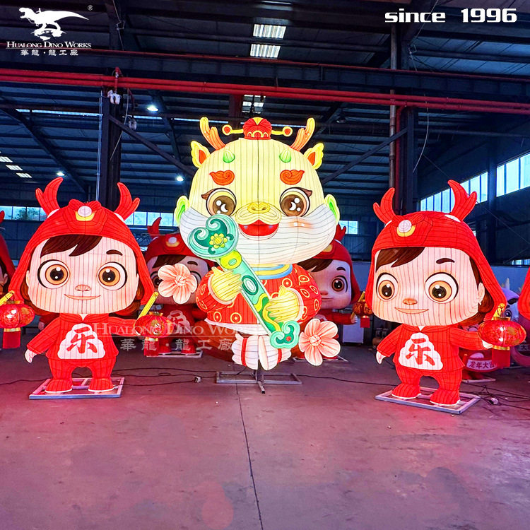 2025年新春新品龙娃IP定制批量产品 大型彩灯源头工厂夜游灯组