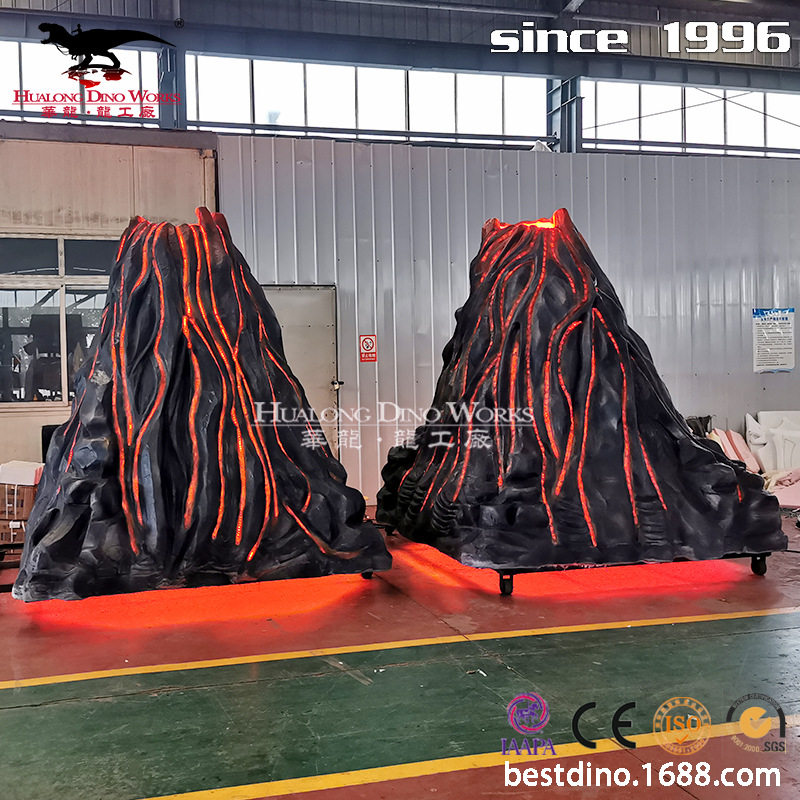 仿真模型火山喷发岩浆流动灯光声效逼真还原模型制作工厂引流摆件