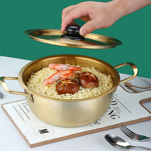 网红韩国泡e面锅拉面锅小煮锅电磁炉双耳煮方便面锅家用小汤锅燃