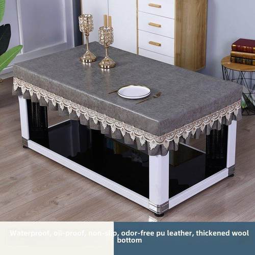 皮革免洗桌布皮罩防水防油长方形电炉茶几皮套烤火取暖桌餐桌罩套