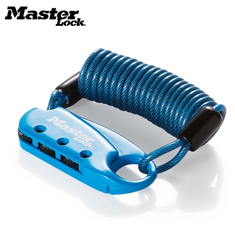 MasterLock玛斯特电动车头盔锁自行车密码锁柔性钢缆绳头盔锁挂锁