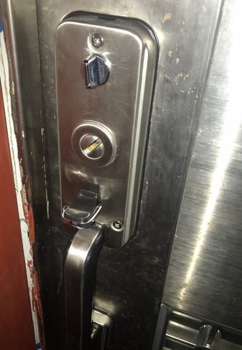 老式防盗门锁面板拉手双开门按压不锈钢入户子母大门锁把手通用型