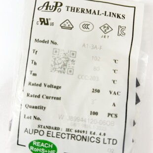 100PCS 250V 102度 方形温度保险丝 雅宝AUPO XRS