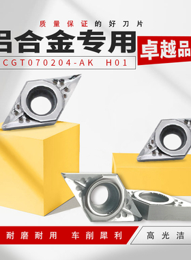 DCGT070204/070202/070208-AK H01 数控铝用车刀片 55度菱形单面