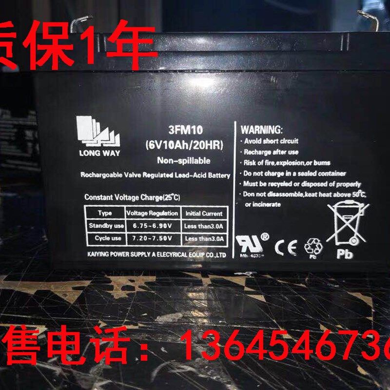 儿童电动汽车电瓶龙威牌 6v10ah 蓄电池包邮 LONG WAY 3FM10 正品