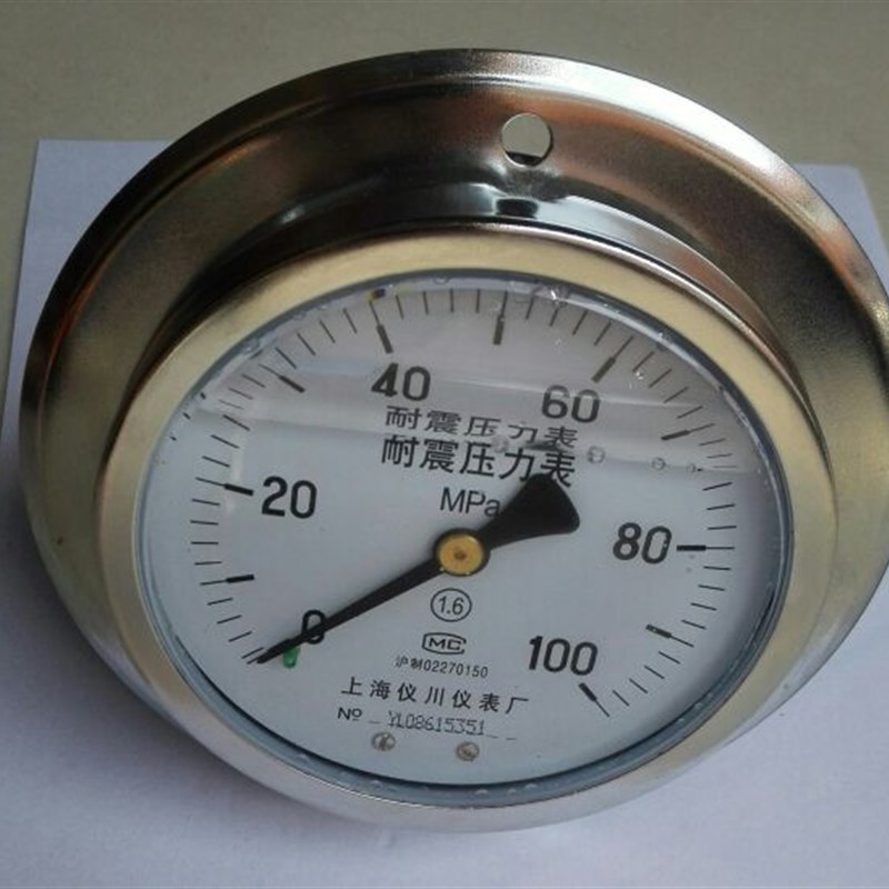 轴向带边耐震压力表 YN-100ZT  1~100mpa 100mm 背出牙m20X1.5