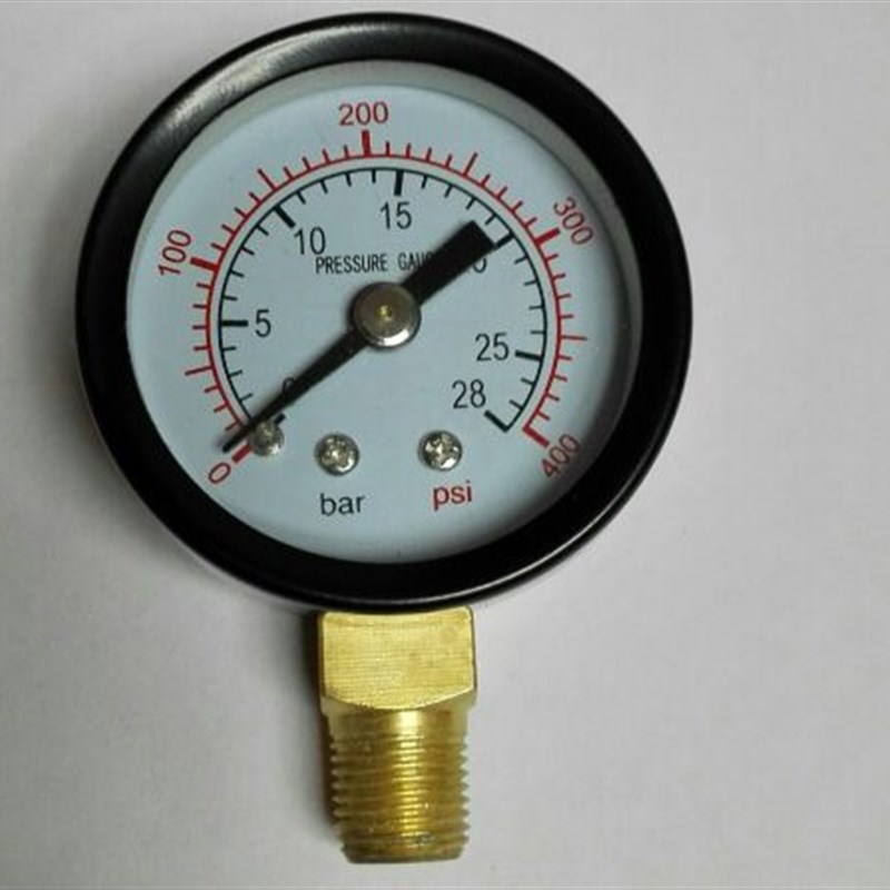气压表 400psi压力表 28bar压力表 外壳直径40mm水压表 螺纹pt1/8