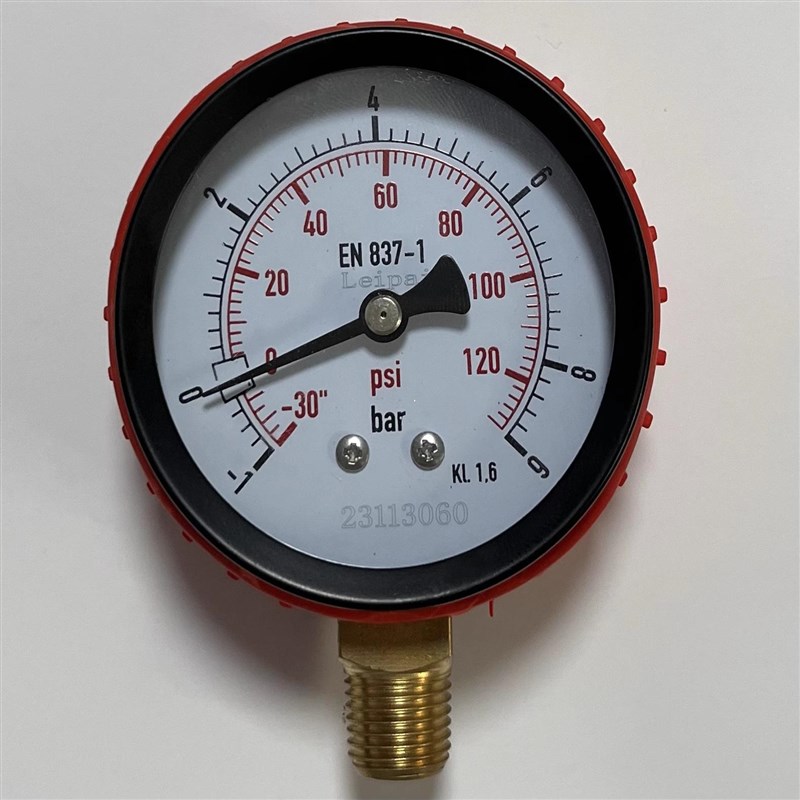 -1~+9bar压力真空表加橡胶保护套相当于-0.1~+0.9mpa 直径63mm