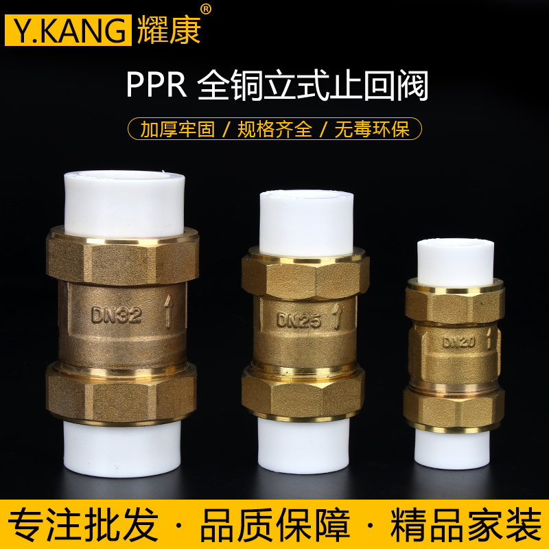 ppr全铜立式止回阀 竖式 PPR双活接止回阀4分 6分1寸单向阀止逆阀