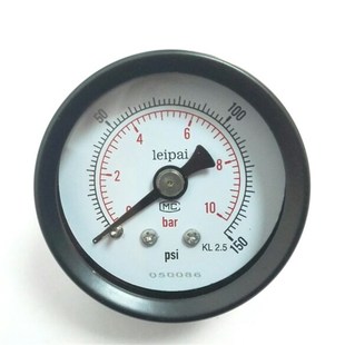 150psi 10bar 螺纹ZG1 40Z 轴向背面直径40mm 双刻度压力表