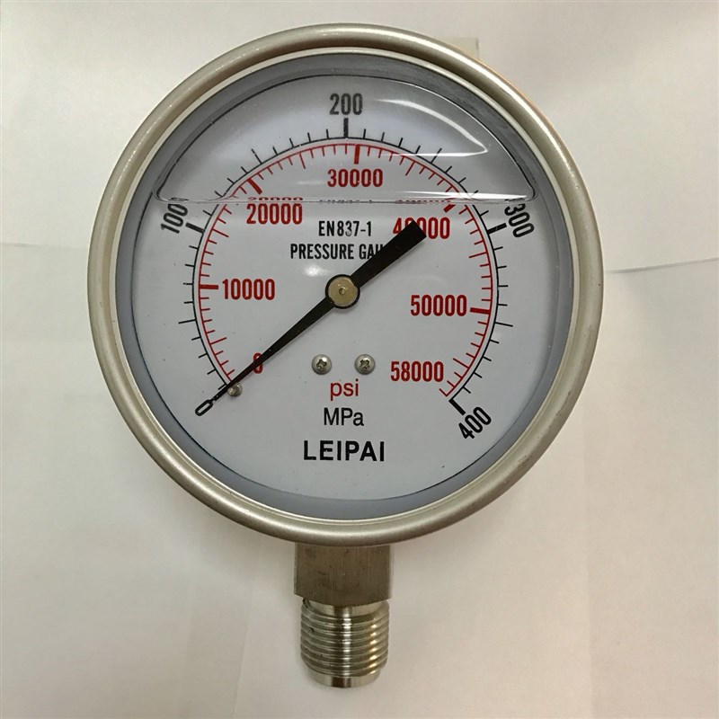 超高压压力表 YNB-100G  400mpa 螺纹G1/2 不锈钢耐震压力表100mm