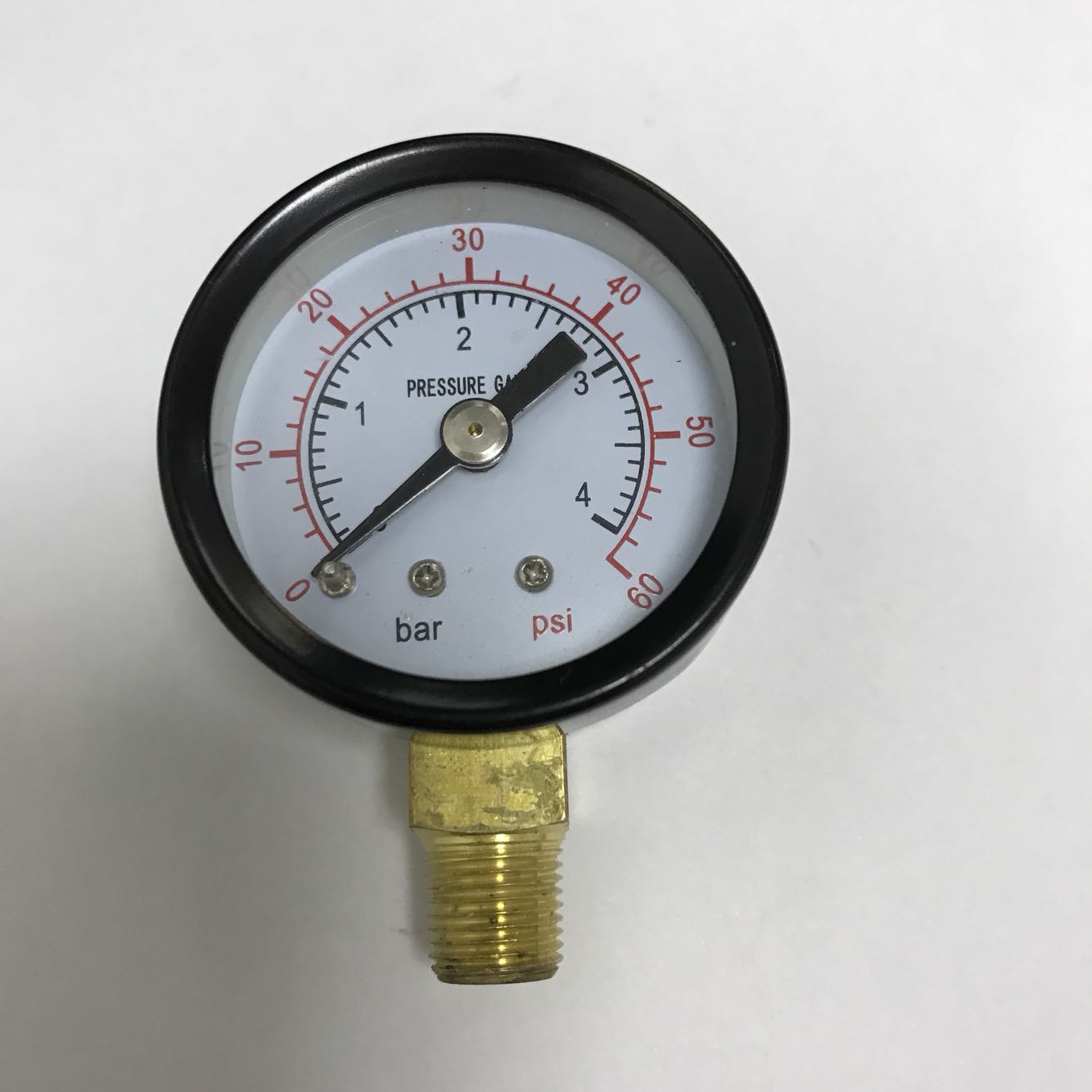 压力表 y-42 0-4bar 60psi 外壳直径42mm 螺纹ZG1/8 即pt1/8 立式