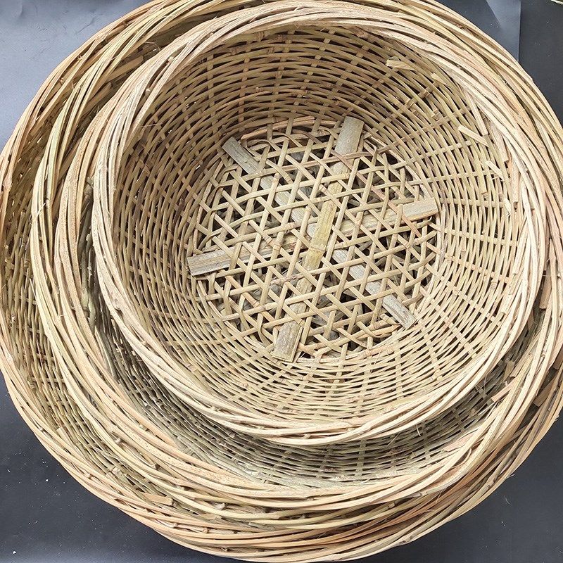 竹编晾晒筛子大孔晒鱼干肉簸箕豆腐结实漏油菜籽米筛农村稻谷篮子