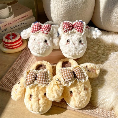 可爱小狗棉拖鞋女秋冬季2025新款防滑厚底居家室内保暖毛绒拖鞋女