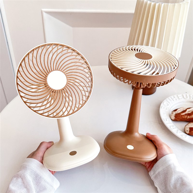 桌面小型台式电风扇超静音家用悬挂旋转摇头超长续航五档大风力