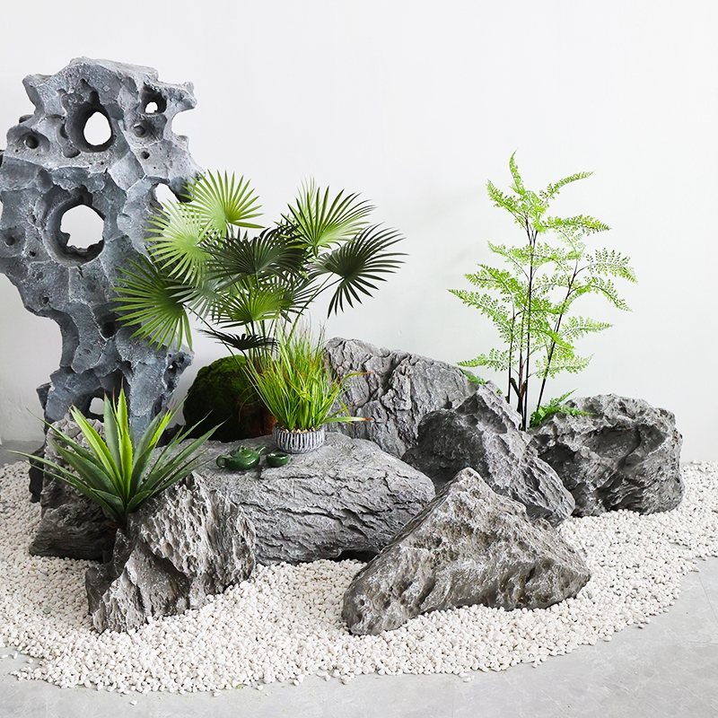仿真假石头模具鱼缸假山造景花园户外庭院设计新中式景观装饰摆件