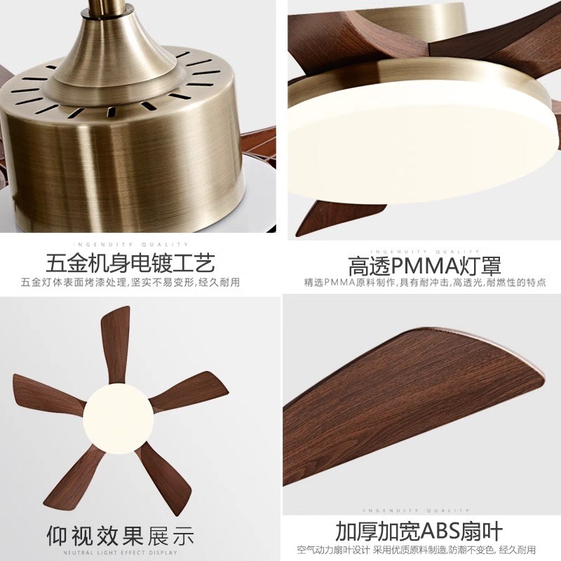 风扇灯2025年新款客厅吊扇灯餐厅中古氛围感一体变频复古电扇吊灯