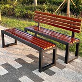 公园椅户外长椅防腐木室外庭院商场休息靠背椅实木长条凳铁艺阳台