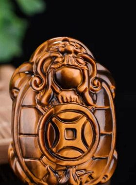 虎晶石玄武龙龟玉器吊坠鹰眼石木变石貔貅金钱龙龟玉坠男女款