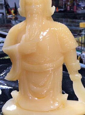 米黄玉石关公关二爷摆件客厅玄关店铺桌面摆设家居装饰工艺礼品